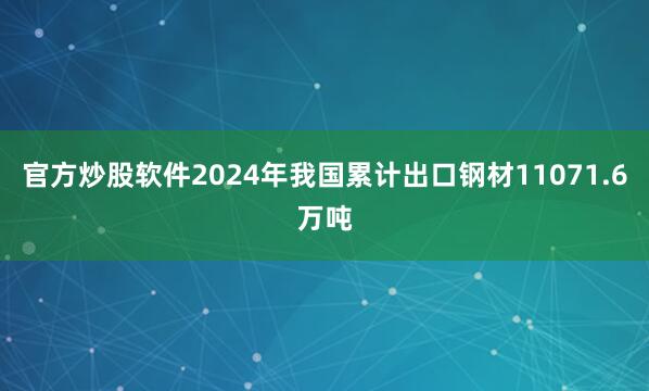 官方炒股软件2024年我国累计出口钢材11071.6万吨